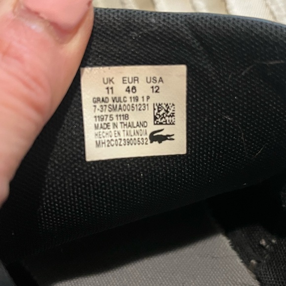 Lacoste Mens Shoes Size 12 Black Sneakers - Picture 10 of 10